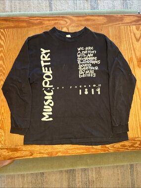 Vintage Black Long Sleeve "Music Poetry" Graphic Tee Janet Jackson